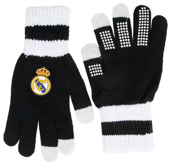 FAN SHOP SLOVAKIA Detské rukavice Real Madrid FC, čierno-biele, protišmykové