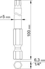 YATO Súprava bitov 1/4" 2 ks TORX L=100 mm T10, T25