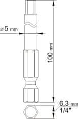 YATO Súprava bitov 1/4" 2 ks IMBUS L=100 mm 3, 5 mm