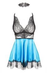 Beautynight Dámska erotická košieľka Eve chemise turquoise + Nadkolienky Gatta Calzino Strech, tyrkysová, S/M