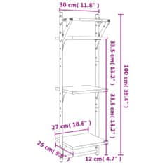 Vidaxl 3-posch. nástenné police s tyčami 2 ks dub sonoma 30x25x100 cm