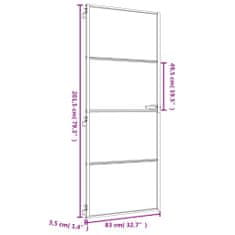 Vidaxl Vnútorné dvere tenké zlaté 83x201,5 cm tvrdené sklo a hliník