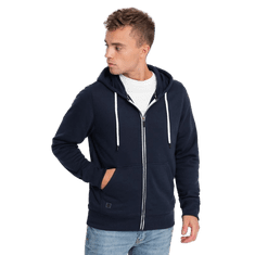 OMBRE Pánska mikina na zips BASIC tmavomodrá MDN123950 XXL