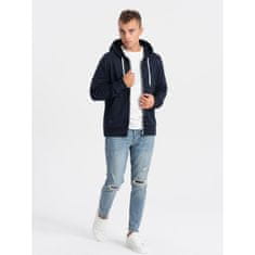 OMBRE Pánska mikina na zips BASIC tmavomodrá MDN123950 XXL