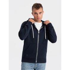 OMBRE Pánska mikina na zips BASIC tmavomodrá MDN123950 XXL