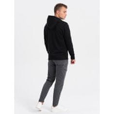 OMBRE Pánska mikina na zips BASIC čierna MDN123949 L