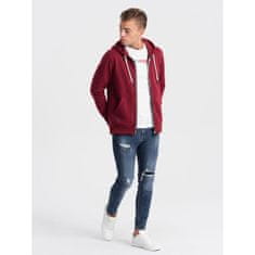 OMBRE Pánska mikina na zips BASIC bordová MDN123953 L