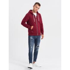 OMBRE Pánska mikina na zips BASIC bordová MDN123953 L