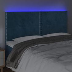 Vidaxl Čelo postele s LED tmavomodré 180x5x118/128 cm zamat