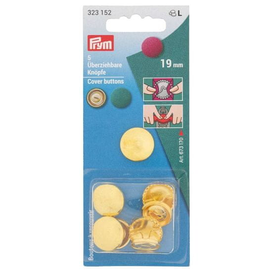PRYM Poťahovacie gombíky, 19 mm, 5 ks, zlaté farby