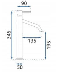 REA Level, vysoká umývadlová batéria h-345, zlatá matná, REA-B6217