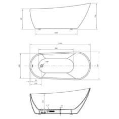 AQUALINE TISA voľne stojaca vaňa, 150x75 cm, biela E1575 - Aqualine