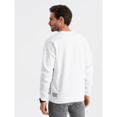 OMBRE Pánska mikina OVERSIZE bielo-sivá MDN123985 M