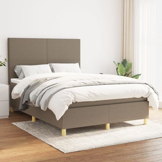 shumee Boxspring posteľ s matracom sivohnedý 140x190 cm látka