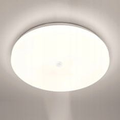 LUMILED Stropné svietidlo LED plafón NOTUS 18W 4000K okrúhle biele 33cm s pohybovým senzorom