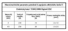 TENKO Elektrický kotol MINI digital DKEM 4,5 kW