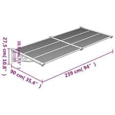 Vidaxl Vchodová strieška čierna 239x90 cm polykarbonát