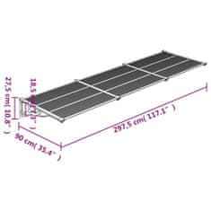 Vidaxl Vchodová strieška čierna a priehľadná 297,5x90 cm polykarbonát