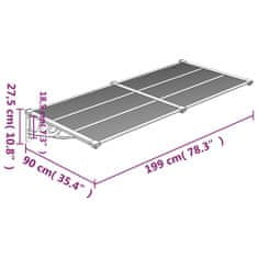 Vidaxl Vchodová strieška čierna a priehľadná 199x90 cm polykarbonát