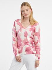 Orsay Ružovo-biely dámsky kvetovaný sveter S