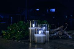 DecoLED LED sviečka v skle, 7,5 x 12,5 cm, sivá