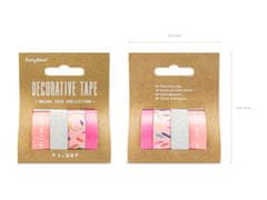 PartyDeco Washi pásky Pink&Silver 10m 4ks