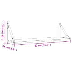 Vidaxl Nástenné police 2 ks dymový dub 80x25x25,5 cm kompozitné drevo