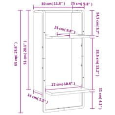 Vidaxl Nástenná polica s tyčou dub sonoma 30x25x65 cm