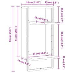 Vidaxl Nástenná polica s tyčou dymový dub 30x25x65 cm