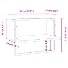 Vidaxl Nástenná polica s tyčou sivá sonoma 40x25x30 cm