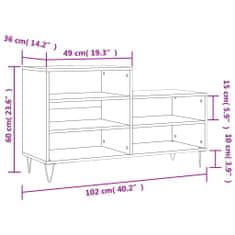 Vidaxl Botník lesklý biely 102x36x60 cm spracované drevo