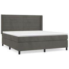 Vidaxl Posteľný rám boxspring s matracom tmavosivý 180x200 cm zamat