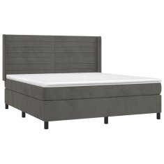 Vidaxl Posteľný rám boxspring s matracom tmavosivý 180x200 cm zamat