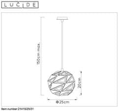 LUCIDE závesné svietidlo MALUNGA Pendant E27 ??25cm White 21415/25/31