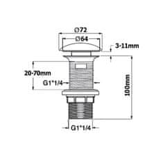 ISVEA Umývadlová výpusť 5/4“ na prepad, click-clack, keramická zátka hr.20-70mm, biela 38TP0171I - Isvea