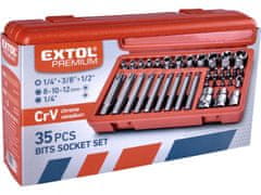 Extol Premium Hlavica a hroty Torx sada 35ks, 1/4",3/8", 1/2", CrV