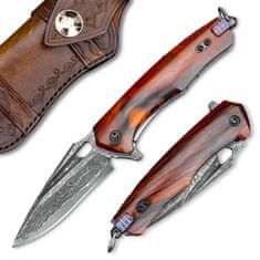 IZMAEL Damaškový lovecký skladací nôž MASTERPIECE Tadashi-Hnedá KP29050