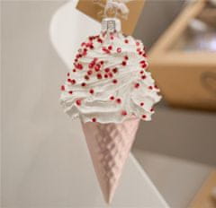 Decor By Glassor Sklenená vianočná ozdoba zmrzlina vanilková 