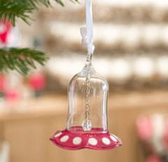 Decor By Glassor Sklenený zvonček s ružovým závojom