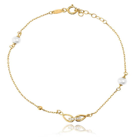 MINET Zlatý náramok s prírodnými perlami Au 585/1000 1,55g