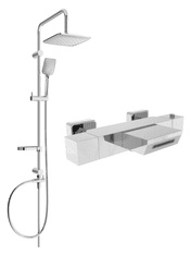 Mexen Sven, sprchový set s dažďovou sprchou a CUBE termostatickou vaňovou batériou, chrómová, 77360262-00