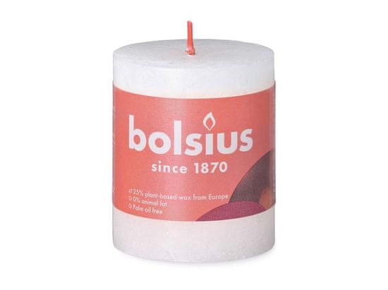 Bolsius Rustic Shine Valec 68x80mm Cloudy White, biela sviečka