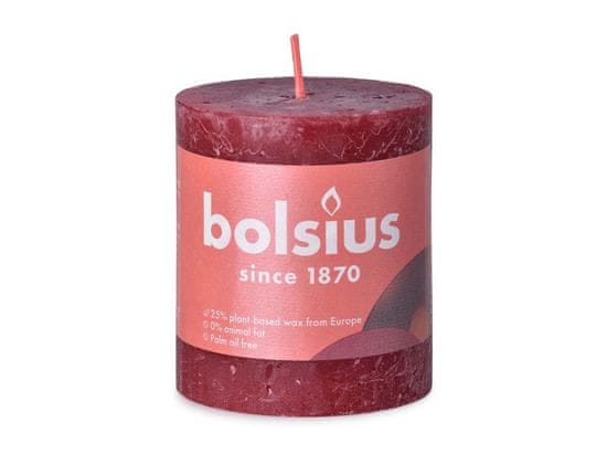 Bolsius Rustic Shine Valec 68x80mm Velvet Red, bordová sviečka