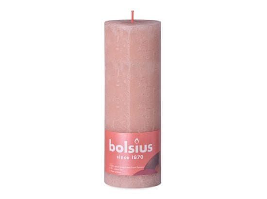 Bolsius Rustic Shine Valec 68x190mm Misty Pink, ružová sviečka