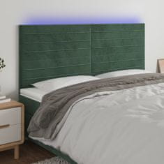 Vidaxl Čelo postele s LED tmavozelené 160x5x118/128 cm zamat