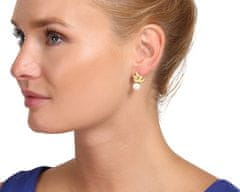 JwL Luxury Pearls Prekrásne pozlátené náušnice s pravými perlami a zirkónmi JL0827