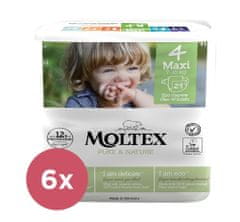 MOLTEX 6x Pure&Nature Plienky jednorazové 4 Maxi (7-18 kg) 29 KS - ECONOMY PACK