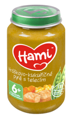 Hami Príkrm mäsovo-zeleninový Pyré hráškovo-kukuričnés teľacím mäsom (200 g)