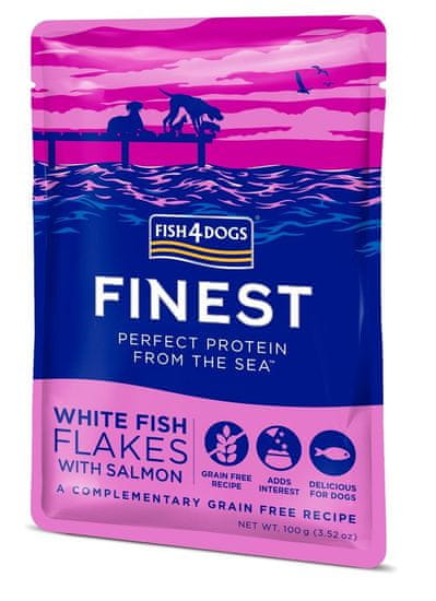 Fish4Dogs Kapsička pre psov Finest kúsky bielej ryby s lososom 100g