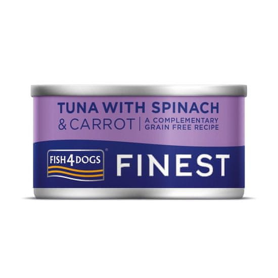 Fish4Dogs Konzerva pre psov Finest tuniak s mrkvou a špenátom 85g